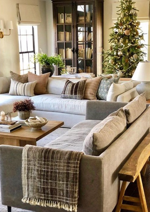 family room with layered textures