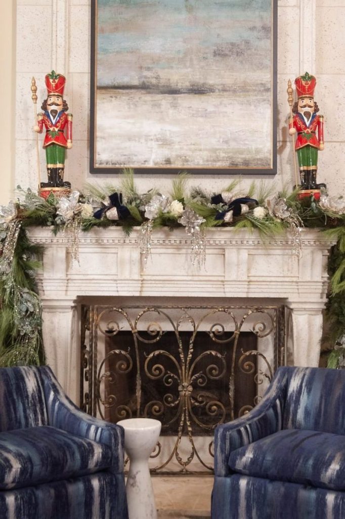 Fireplace decorated for Christmas